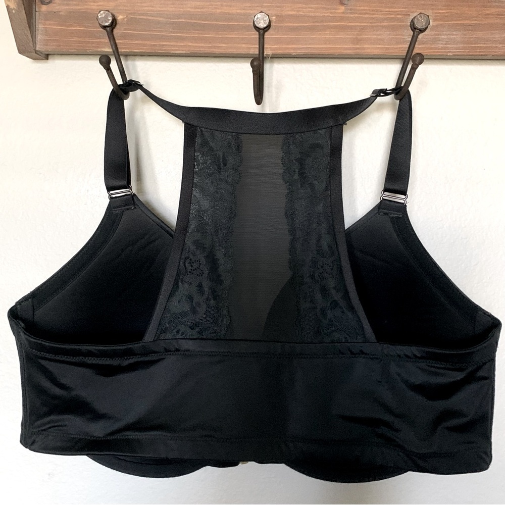 Lane Bryant Cacique Bra Boost Plunge Lace Back Size 40DDD Black New W/O Tags - Picture 2 of 3
